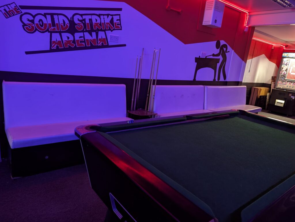 pool table at solid strike arena